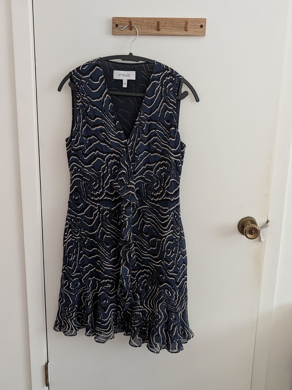 Derek Lam Silk Midnight Blue Cascade Dress Size 6